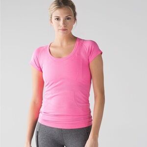 Heathered Neon Pink Swiftly Athletic T-Shirt